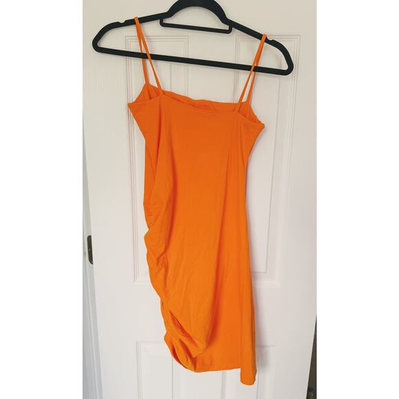 Susana Monaco Orange Ruched Bodycon Mini Dress Small Nightout Glam Club Baddie - Picture 3 of 7